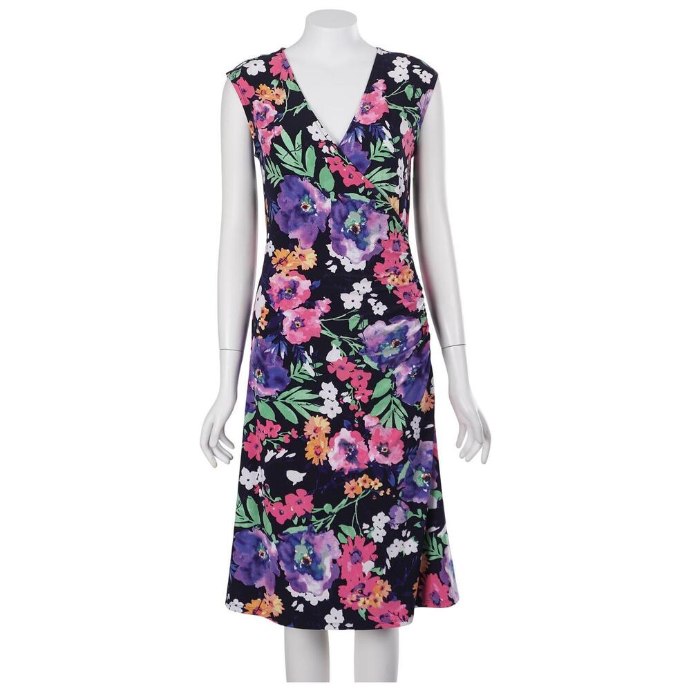 NWT Lauren Ralph Lauren Dress PM Floral Surplice V-Neck Sleeveless Stretch